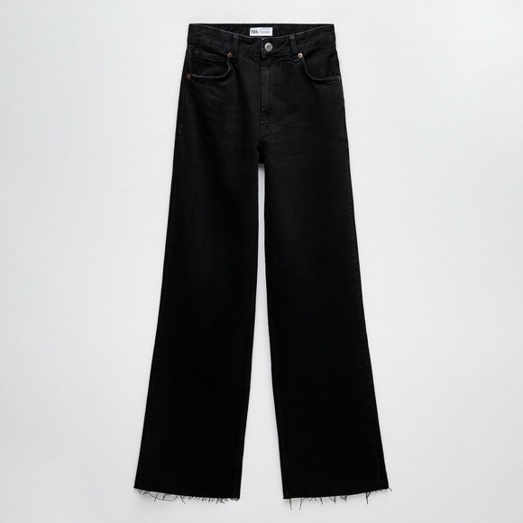 Zara TRF WIDE LEG JEANS Black - Picture 6 of 10